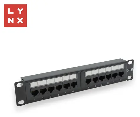 LYNX Patch panel 12 portů černý / Patch panel / 10