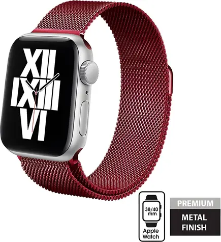 Crong Milano Steel červená / Pásek pro Apple Watch / 38/40 mm / Nerezová ocel
