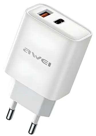 AWEI PD81-EU bílá / Síťová nabíječka / GaN / 22,5W / USB-A + USB-C / PD/QC3.0