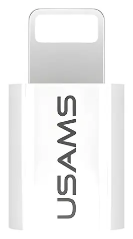 USAMS US-SJ014 bílá / Adaptér microUSB - Lightning / 2,1 A