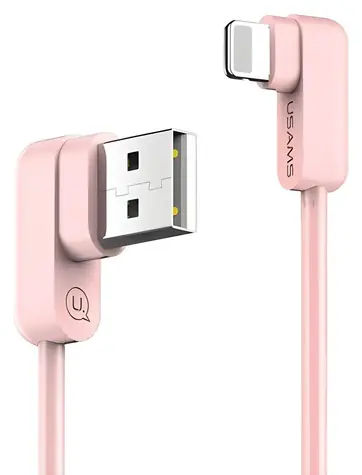 USAMS SJ165 U-Flow růžová / Datový kabel / Lightning / Zalomený 90° / 1,2 m / 2A