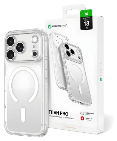 AmazingThing Titan Pro Lens transparentní / Kryt / iPhone 18 Pro / MagSafe / ochrana objektivu