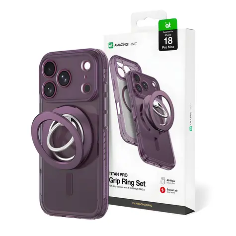 AmazingThing Titan Pro Lens Ring Set fialová / Kryt / MagSafe / iPhone 18 Pro Max
