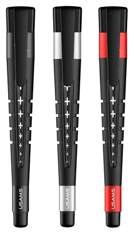 USAMS SJ198LZ01 černá / Nabíjecí a datový kabel 3v1 / Lightning / stylus + stojánek / 12 cm