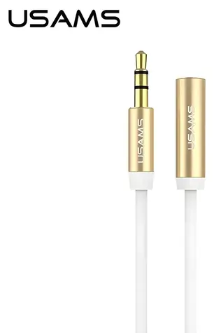 USAMS EYCX102 bílá / Audio kabel / Jack 3,5 mm (M) - Jack 3,5 mm (F) / prodlužovací / 1 m