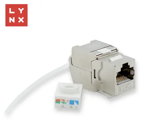 Lynx keystone Cat6 STP stříbrný / Keystone modul / RJ-45 / Samozařezávací / Stíněný