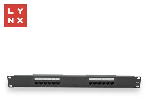 LYNX Patch panel 12 portů černý / Patch panel / 19