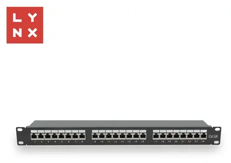 LYNX Patch panel 24 portů černý / Patch panel / 19