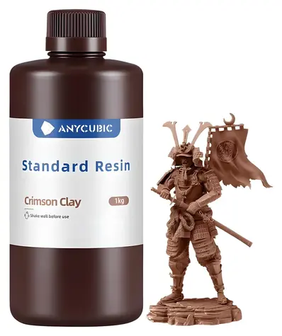 Anycubic Standard Resin karmínová hlína / Pryskyřice pro 3D tiskárnu / 405 nm / 1 kg / Tvrdost 84–86 HD