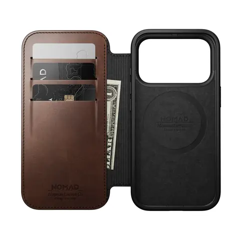 Nomad Modern Leather Folio rustic brown (Horween) / Pouzdro / Apple iPhone 17/18 Pro / kožené