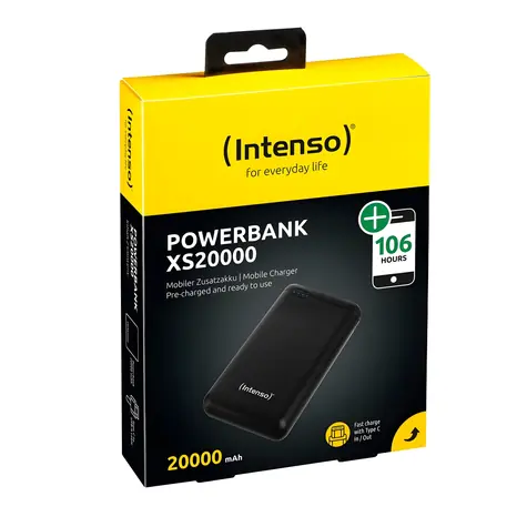 Intenso XS20000 černá / Powerbanka / 20 000 mAh / USB-A + USB-C / 3,1 A