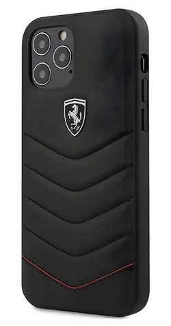 Ferrari Off Track Quilted černá / Kryt pro Apple iPhone 12 / 12 Pro / Prošívaný design