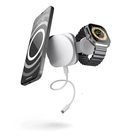 ZENS 2v1 MagSafe a Watch Travel Charger bílá / Bezdrátová nabíječka / Cestovní / MagSafe / pro Apple Watch