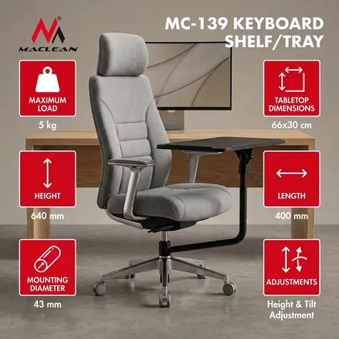Držák klávesnice pro židli MC-139 / Držák klávesnice / Montáž na židli