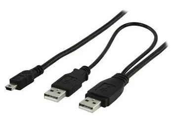 Valueline Y-kabel 2x USB A(M) - USB Mini 5-pin(M) / Kabel / USB 2.0 / 1 m