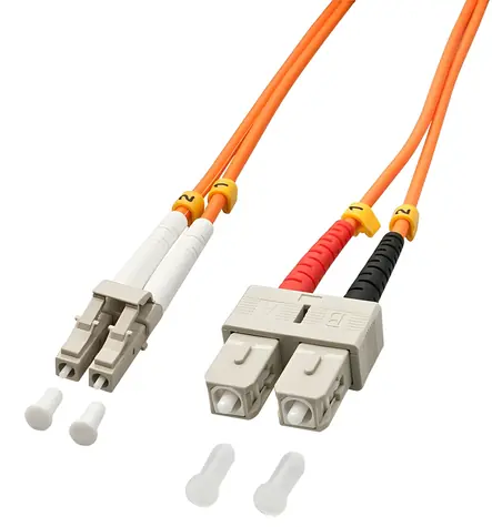 Lindy LC-SC OM2 2m oranžová / Optický patch kabel / Multimode 50/125 µm / Duplexní, bez halogenů