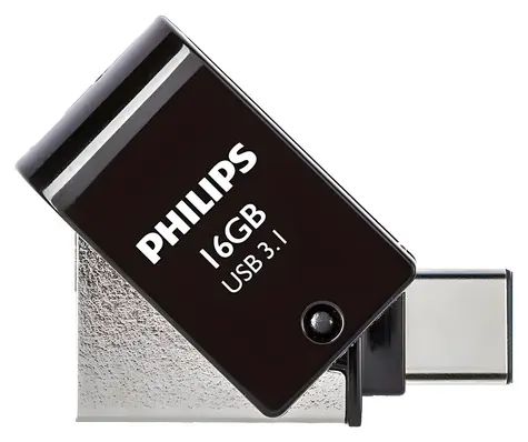 Philips OTG 2v1 16GB černá / Flash disk / USB 3.1 / USB-C / OTG