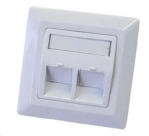 Lexi-NET Zásuvka neosazená univerzální 2 port 80x80 mm bílá / Zásuvka / 2 porty / keystone KSL, TA / kovové šasí