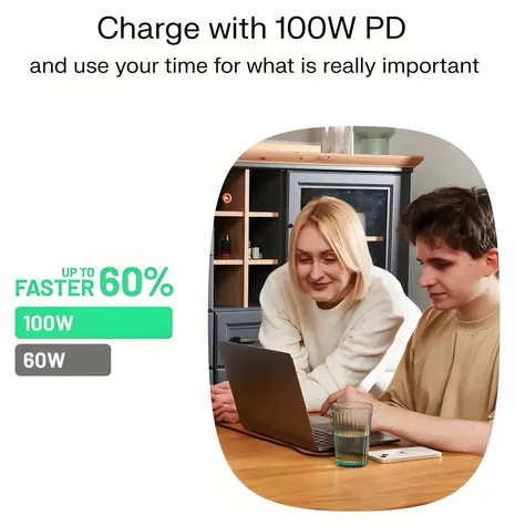 Green Cell PowerFlex USB-C - USB-C černá / Kabel / PD 100W / Silikonový oplet / 1,2 m