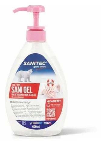 SaniGel Bezoplachová dezinfekce rukou 600 ml / Dezinfekční gel / na bázi alkoholu