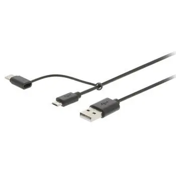 Valueline USB kabel USB-A - Micro-USB B/USB-C černý / Kabel / USB 2.0 / 1 m