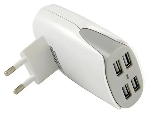 LC POWER Univerzální USB nabíječka pro 4 zařízení / Nabíječka / USB / 4 porty / 2,1A / 20W