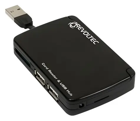 Revoltec Cardreader 70v1 + USB 2.0 hub / Čtečka paměťových karet / 70 v 1 / USB 2.0
