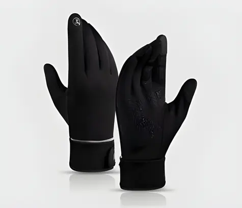 Zimní dotykové rukavice černé / Rukavice na dotykové obrazovky / voděodolné, větruodolné / polyester, silikon, samet