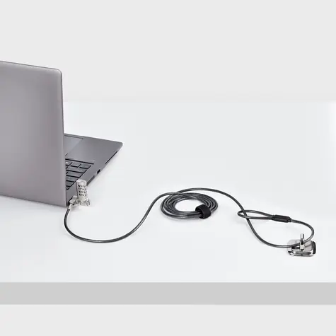 StarTech Univerzální kabelový zámek pro notebook 3v1 černá/stříbrná / Zámek pro notebook / 2 m / Uhlíková ocel