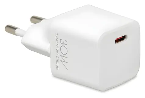C-38 PD30 CW bílá / Nabíječka / USB-C / PD 30W / QC 3.0 / kabel USB-C