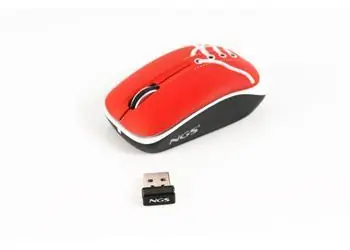 NGS Sneaker Wireless červená / Bezdrátová optická myš / 800 dpi / 2,4 GHz / 3 tlačítka / napájení 2x AAA