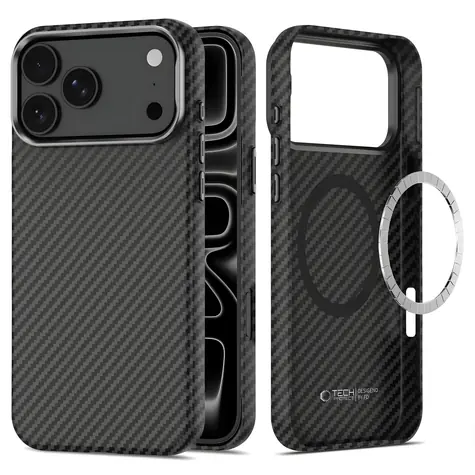 Tech-Protect Ion Carbon černo-stříbrná / Kryt / Apple iPhone 18 Pro, 17 Pro / MagSafe