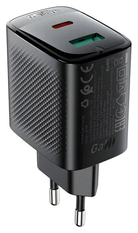 Acefast A106 černá / Nabíječka / GaN / 1x USB-C / 1x USB-A / PD 45W
