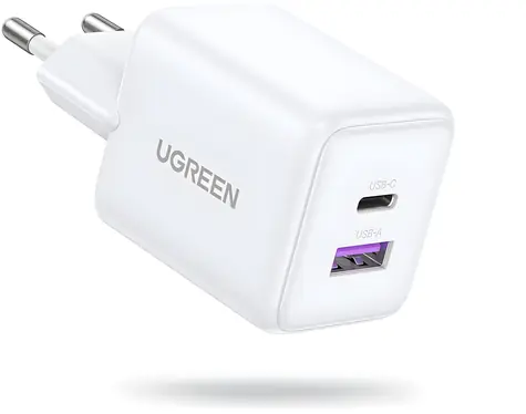 Ugreen X516 bílá / Nabíječka / 1x USB-A / 1x USB-C / 30W