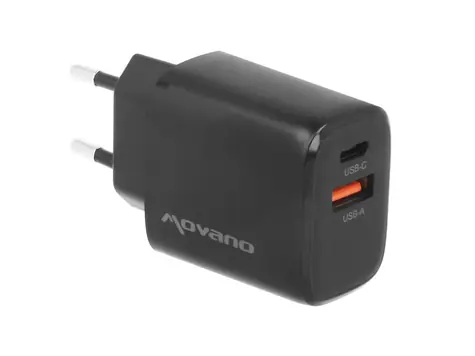 GaN nabíječka 30W USB-C PD + USB-A černá / Nabíječka / GaN / Power Delivery 30W