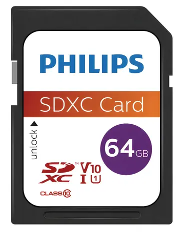 Philips SDXC 64GB / Paměťová karta / Class 10 / UHS-I U1 / čtení 80 MB/s