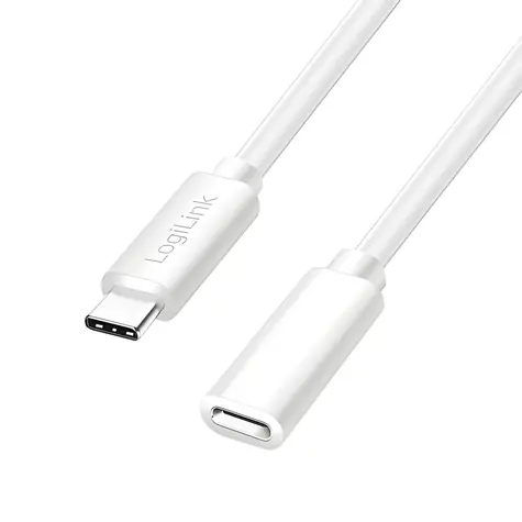 LogiLink USB-C bílá / Kabel / USB-C (M) - USB-C (F) / 1 m / USB 2.0 / 100 W