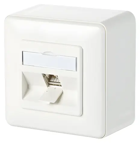 METZ CONNECT Datová zásuvka na omítku bílá / Datová zásuvka / 1 port / Cat.6A / 180°