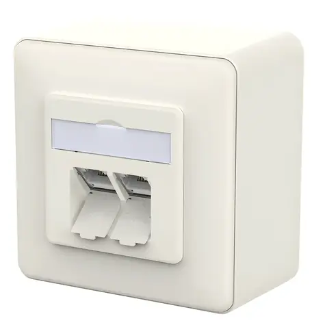 METZ CONNECT E-DAT datová zásuvka na omítku bílá / Datová zásuvka / 2 porty / Cat.6A / LSA++