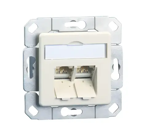 METZ CONNECT E-DAT zásuvka pod omítku bílá / Datová zásuvka / 2 porty / Cat.6A