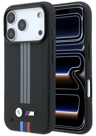 BMW M Quadrille Kevlar Anthracite & Tricolor Print Lines / Pouzdro / MagSafe / iPhone 17 Pro / 18 Pro / černá