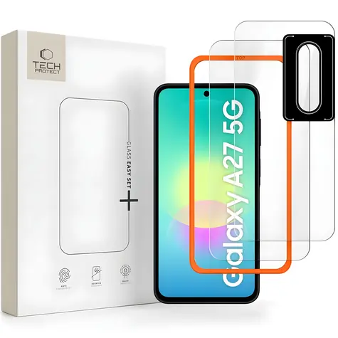 Tech-Protect Easy Set+ pro Samsung Galaxy A27 5G / Ochranné sklo na displej a fotoaparát / Temperované sklo / 2 ks