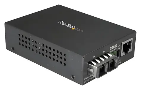 StarTech Gigabitový mediakonvertor černá / Mediakonvertor / 1000 Mbit/s / Multi-Mode / RJ-45 / IEEE 802.3z
