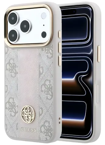 Guess 4G Stripe Round and Classic Logos MagSafe pro Apple iPhone 17 Pro/18 Pro růžová / Pouzdro