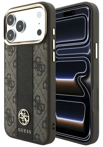 Guess 4G Stripe Round and Classic Logos MagSafe pro Apple iPhone 17 Pro Max/18 Pro Max hnědá / Pouzdro