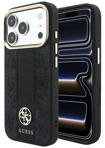Guess 4G Stripe Round and Classic Logos MagSafe pro Apple iPhone 17 Pro Max/18 Pro Max černá / Pouzdro