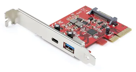 StarTech PCIe karta 10Gbps USB-C/USB-A červená / Řadič USB / PCIe / USB 3.2 Gen 2 / ASMedia ASM3142
