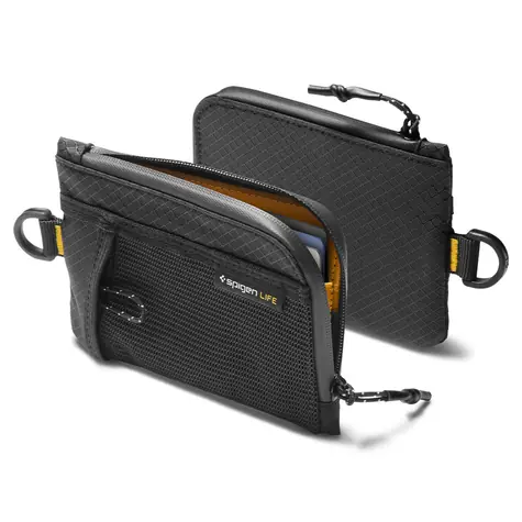 Spigen Soft Card Holder LF300 černá / Peněženka / RFID stínění / D-kroužek