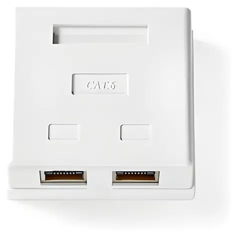 Nedis Síťová zásuvka 2x RJ45 bílá / Zásuvka / STP CAT6 / Povrchová montáž / Pozlacené kontakty