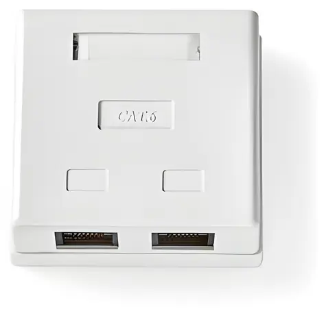 Nedis Síťová zásuvka 2x RJ45 bílá / Zásuvka / CAT6 / Povrchová montáž / Pozlacené kontakty